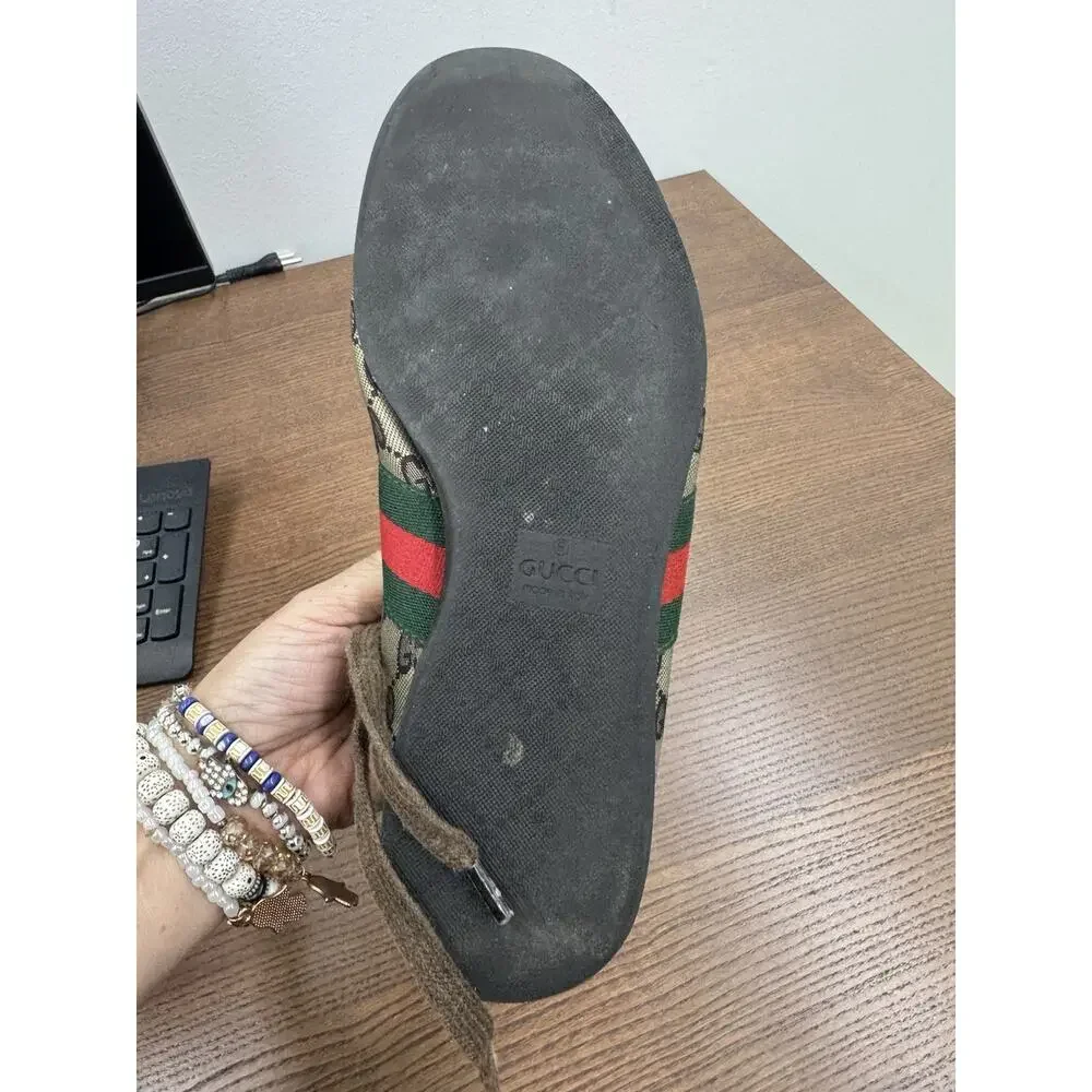 mens Gucci BASKETS gg green red web - 117711 shoe sneaker 38 us 8 (sh200thrifty